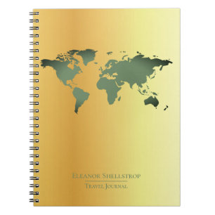 Cuaderno Diario del viaje del mapa del mundo en falso fondo