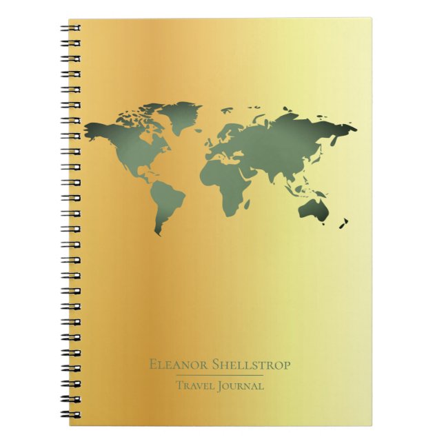 Cuaderno Diario del viaje del mapa del mundo en falso fondo (Frente)
