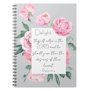 Cuaderno Diario Devocional Femenino Delight Psalm Pink Peon