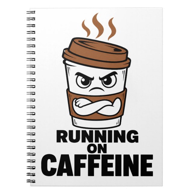 Cuaderno Diario Divertido de Café: Funcionando con Cafeína (Frente)