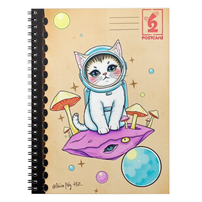 Cuaderno Diario Dream Cat - Vibes Cósmicas Retro (Frente)