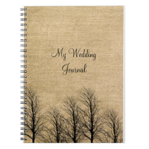 Cuaderno Diario elegante de la boda de la arpillera y del