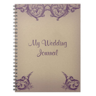Cuaderno Diario elegante de la boda de la voluta púrpura