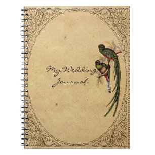 Cuaderno Diario elegante de la boda del pájaro de quetzal