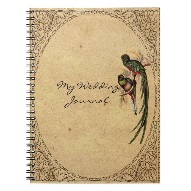 Cuaderno Diario elegante de la boda del pájaro de quetzal (Frente)