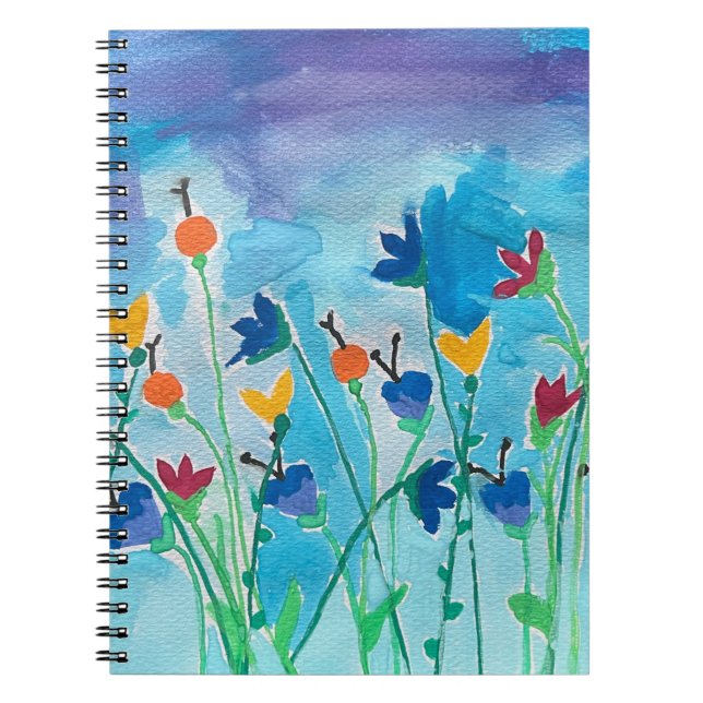 Cuaderno Diario en blanco floral acuarela (Frente)