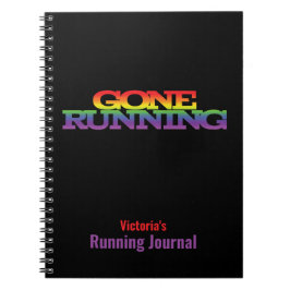 Cuaderno Diario en ejecución con texto arcoiris en marcha