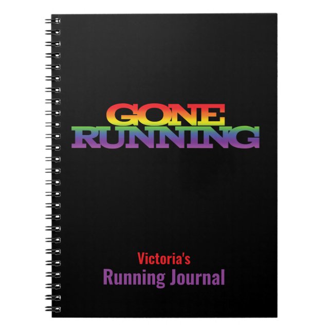 Cuaderno Diario en ejecución con texto arcoiris en marcha (Frente)
