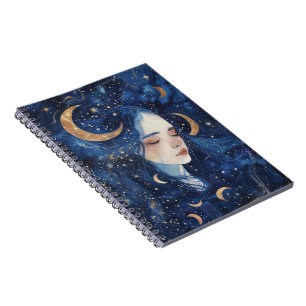 Cuaderno Diario en espiral de paisaje lunar onírico