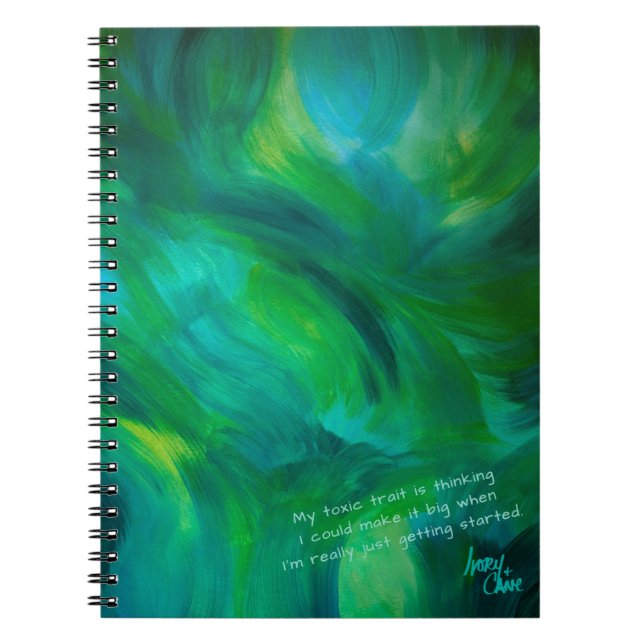 Cuaderno Diario en espiral verde con envidia verde y azul t (Frente)