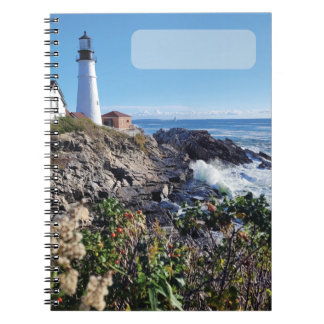 Cuaderno Diario espiral de 80 páginas con faro de Maine en 