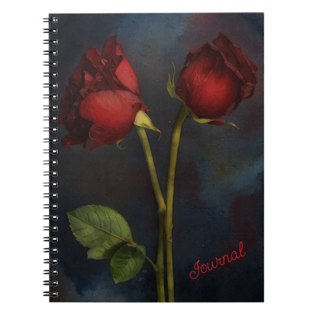 Cuaderno Diario estilo gótico artístico de Dos Rosas Rojas  (Frente)