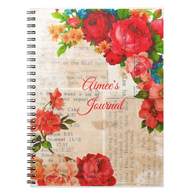 Cuaderno Diario Feminine Watercolor Garden Flowers (Frente)