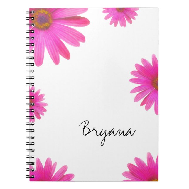 Cuaderno Diario Floral Daisy Elegante De Moda Rosa Daisies (Frente)