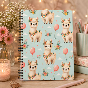 Cuaderno Diario Floral de Alpaca Kawaii