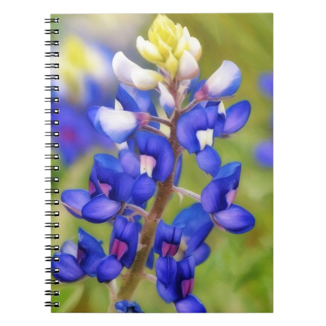 Cuaderno Diario Floral Flor de Bluebonnet de Texas (Frente)