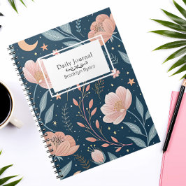 Cuaderno Diario Floral Nombre Personalizado BOHO/
