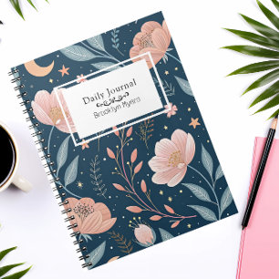 Cuaderno Diario Floral Nombre Personalizado BOHO/