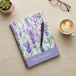 Cuaderno Diario Floral Púrpura de Texto Personalizado