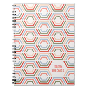 Cuaderno Diario Geométrico de Hexágonos Divididos - Carmesí
