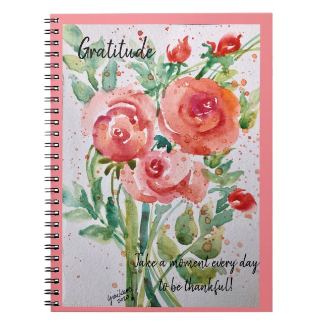 Cuaderno Diario-"Gratitud" - Rosas de coral (Frente)