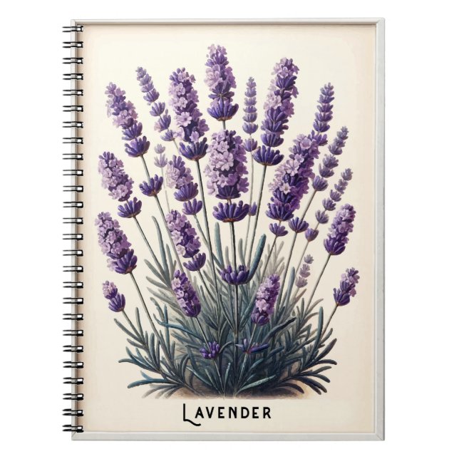 Cuaderno Diario Herbal De Flor De Planta De Lavanda (Frente)