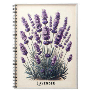 Cuaderno Diario Herbal de Flor Floral de Planta de Lavanda