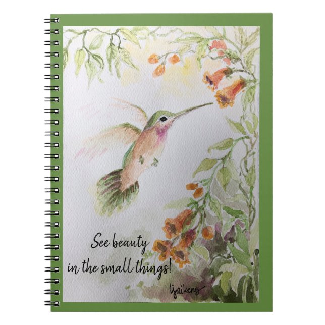 Cuaderno Diario- Hummingbird y Flores de la puesta de sol d (Frente)