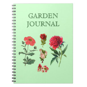 Cuaderno Diario Jardín Rosas Peony Flores Diario Botánico