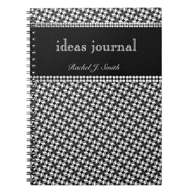 Cuaderno Diario moderno Batik BlackWhite (Frente)