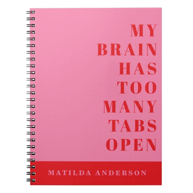 Cuaderno Diario moderno de tipografía roja, rosa, mínimo di (Frente)