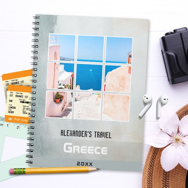 Cuaderno Diario moderno de viajes grises tu foto y texto (Modern Gray Travel Diary Your Photo and Text Notebook ©Susanne Sachers - Sunny Wanderlust 🌞✈️ )