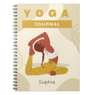 Cuaderno Diario moderno de yoga con nombre personalizado co