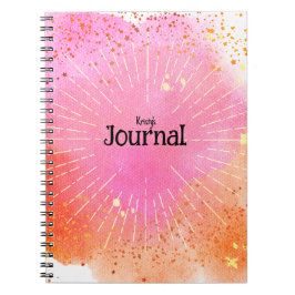 Cuaderno Diario Monograma Estrellas Acuarela Rosa Naranja
