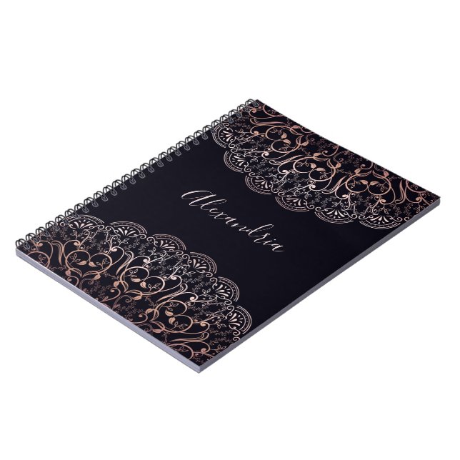 Cuaderno Diario negro mandala dorada de Relieve metalizado  (Lado Izquierdo)