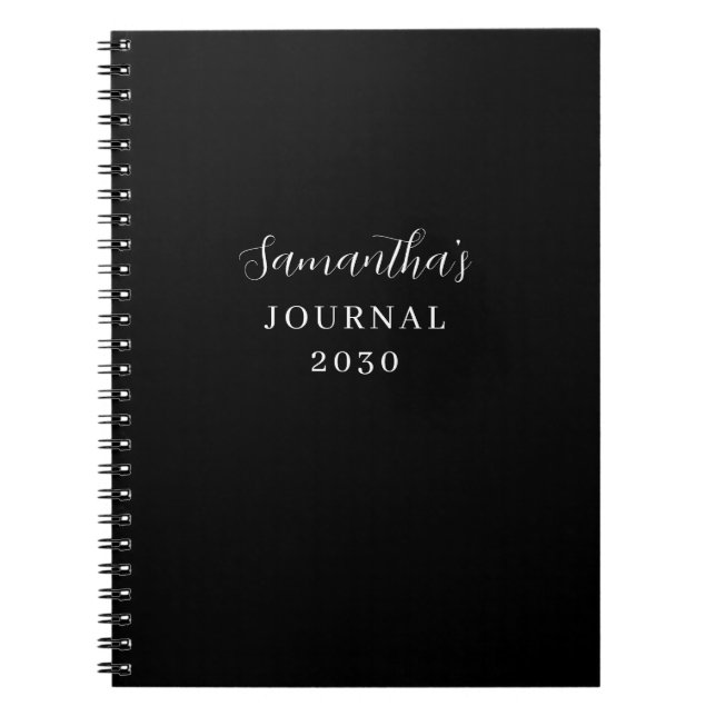 Cuaderno Diario negro moderno personalizado (Frente)