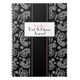Cuaderno Diario negro y blanco elegante del personalizado