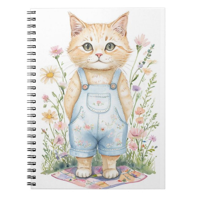 Cuaderno Diario o bloc de notas de gato de jardín (Frente)