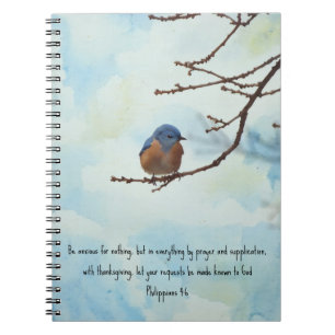 Cuaderno Diario pacífico de plegarias de arte de pájaro azu