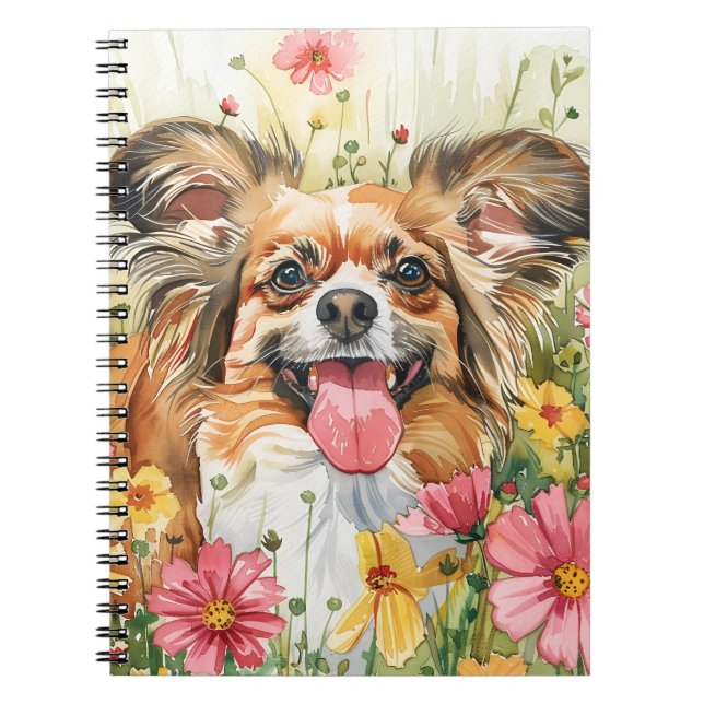 Cuaderno Diario Papillon – Cubierta de perro de acuarela (Frente)