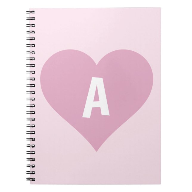 Cuaderno Diario para portátiles con monograma rosa para el  (Frente)