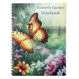 Cuaderno Diario para portátiles de mariposa en el jardín
