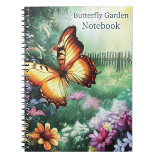 Cuaderno Diario para portátiles de mariposa en el jardín