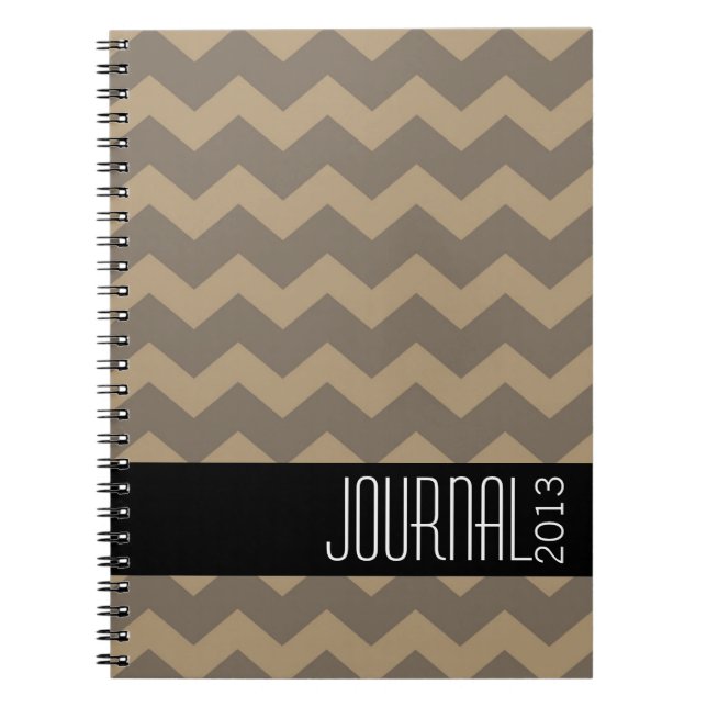 Cuaderno Diario personal moderno gris negro con patrón de C (Frente)