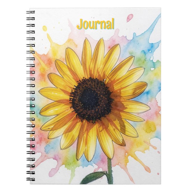 Cuaderno Diario Personalizado Arte Floral Salpicadura de Gi (Frente)