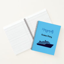 Cuaderno Diario Personalizado Barco de Crucero Azu