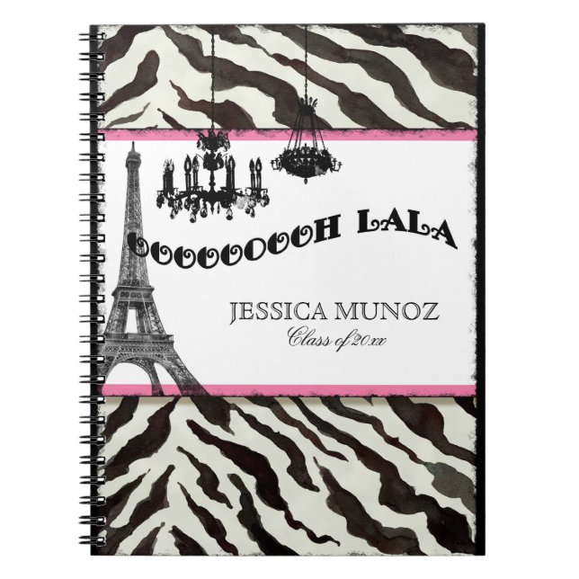 Cuaderno Diario personalizado cebra de la lámpara de la (Frente)