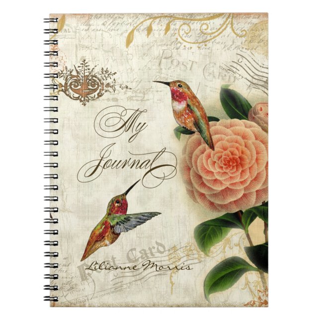 Cuaderno Diario personalizado colibríes botánicos (Frente)