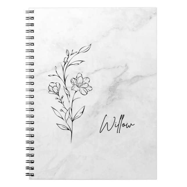 Cuaderno Diario personalizado con elegante diseño floral (Frente)