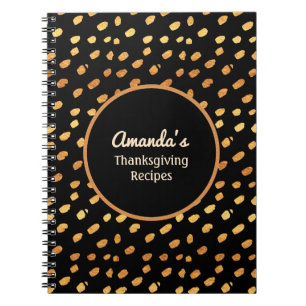 Cuaderno Diario Personalizado con Monograma Negro y Dorado